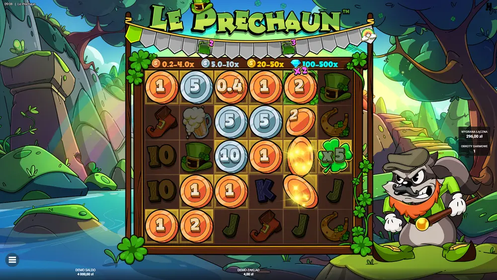 Le Prechaun siatka 6×5 z Smokey na tle tęczy