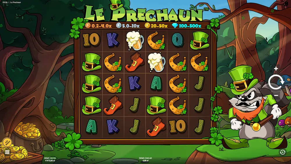 Siatka Le Prechaun z Mnożnikami Pozycyjnymi x2, x4, x8